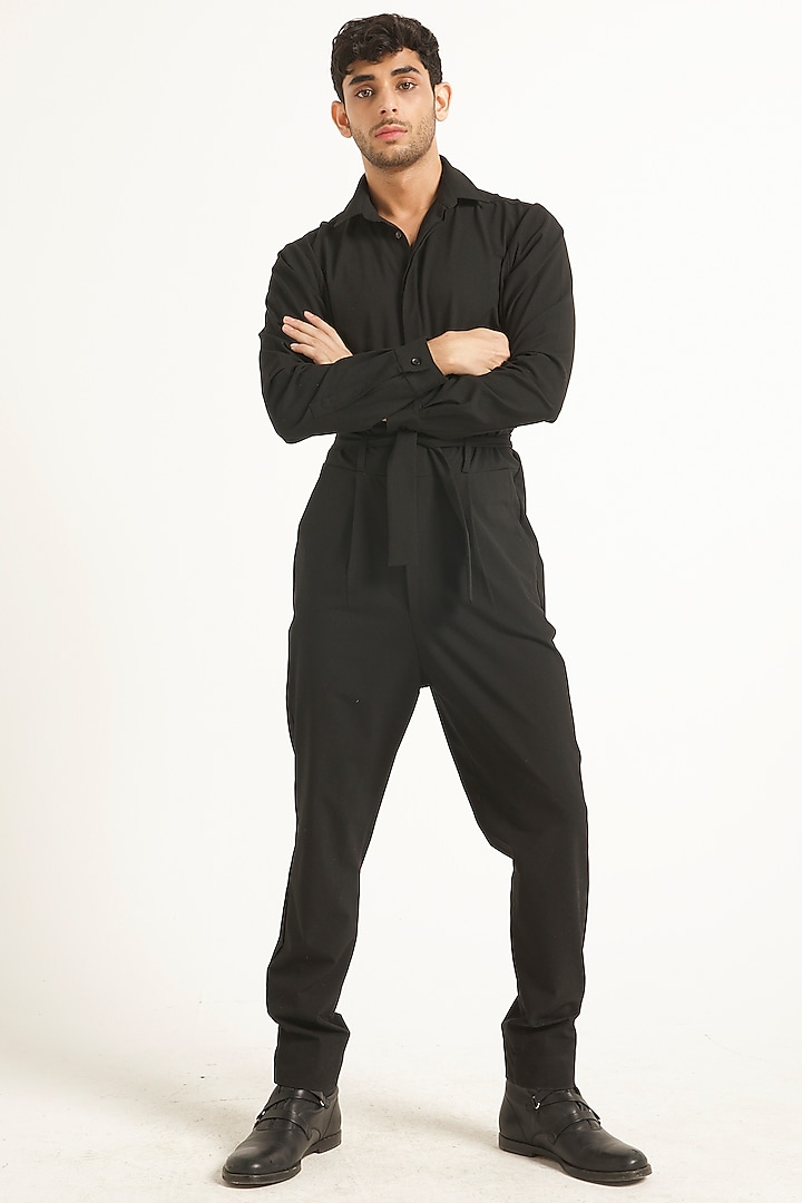 Black Suiting Jumpsuit by Dash and Dot Men