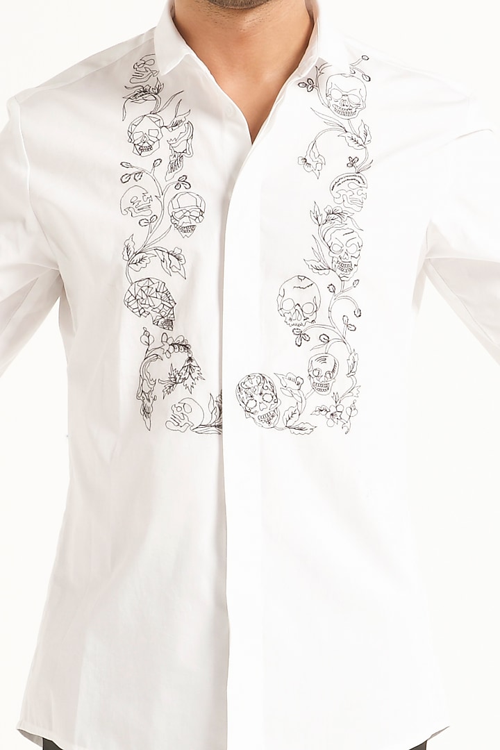 Buy Men's Parapine Embroidery White Shirt Online