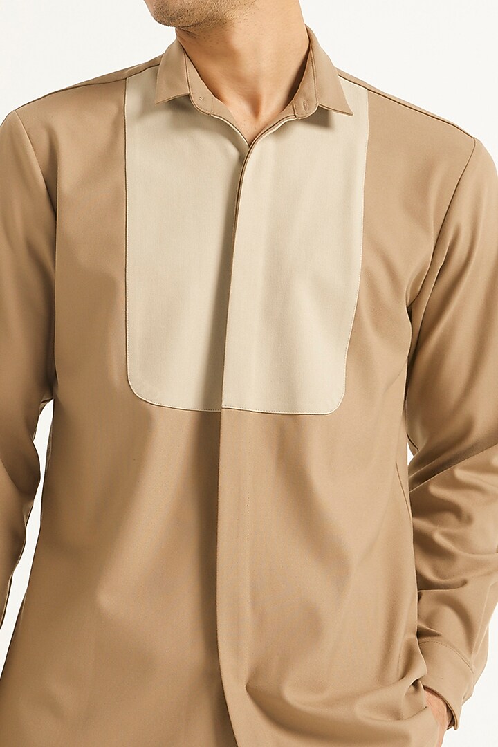 Beige & Khaki Suiting Pant Set by Dash and Dot Men at Pernia's Pop Up Shop