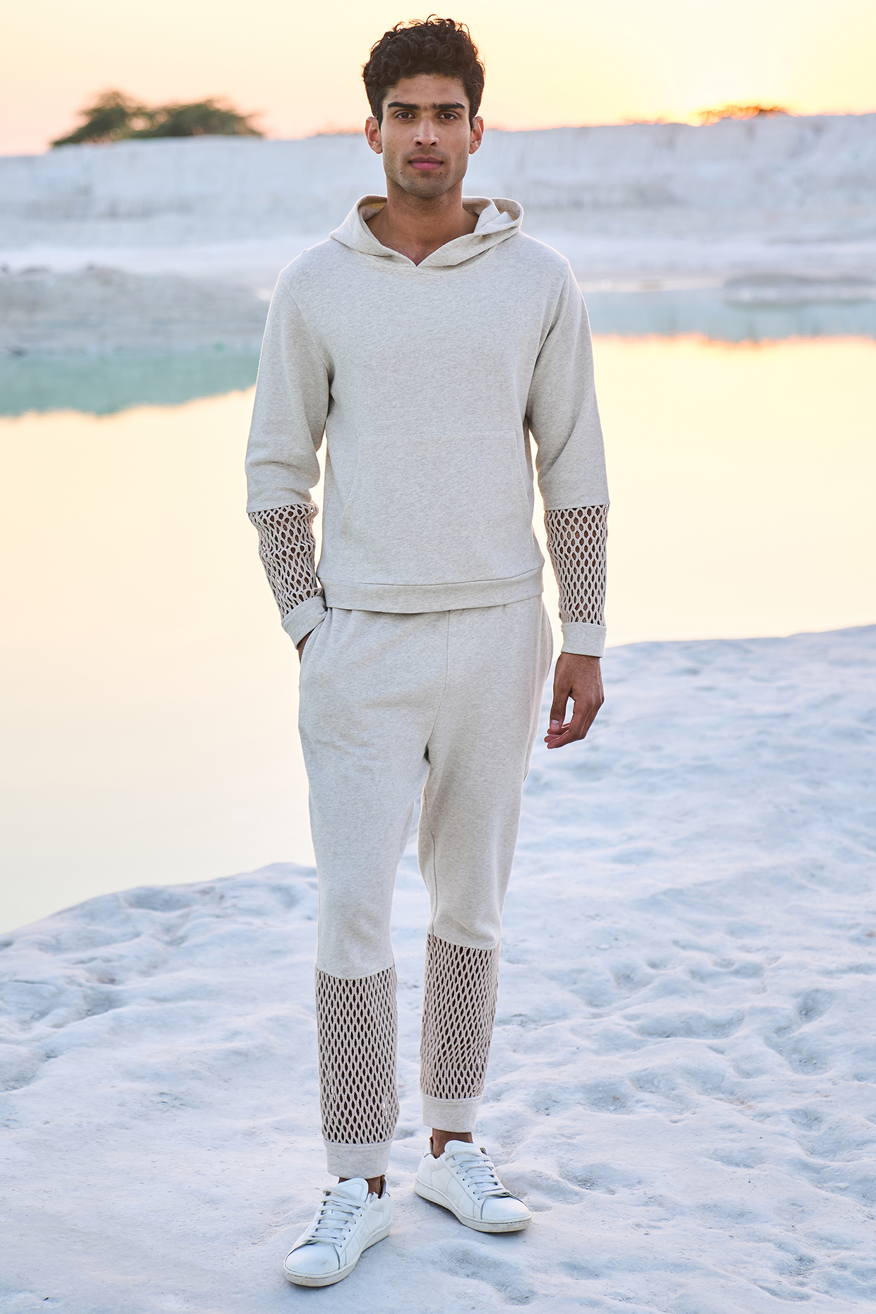 Beige Organic Cotton Pant Set by Dash and Dot Men