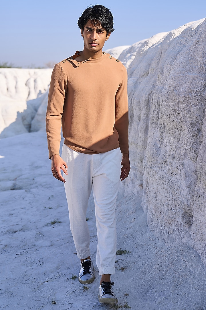 Camel Crepe T-Shirt by Dash and Dot Men