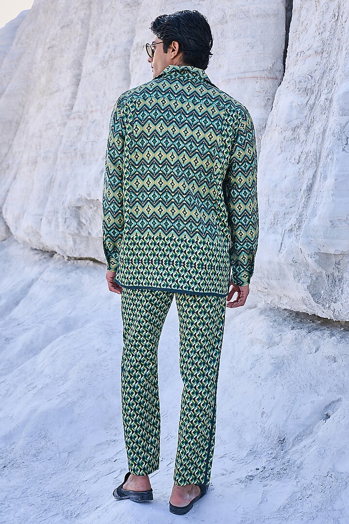 Green Tencel Pant set by Dash and Dot Men at Pernia's Pop Up Shop