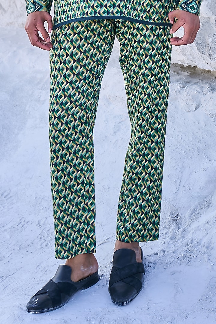 Green Tencel Pant set by Dash and Dot Men at Pernia's Pop Up Shop