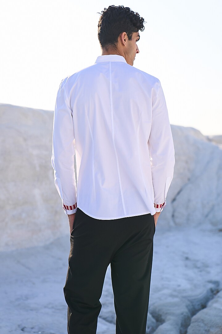 White Cotton Candy Striped Summer Shirt by Dash and Dot Men at Pernia's Pop Up Shop