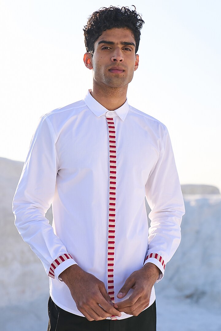 White Cotton Candy Striped Summer Shirt by Dash and Dot Men at Pernia's Pop Up Shop