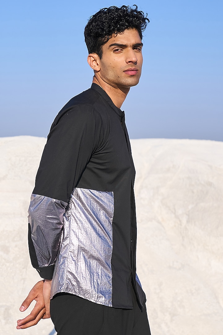 Black Cotton Printed Summer Shirt by Dash and Dot Men at Pernia's Pop Up Shop