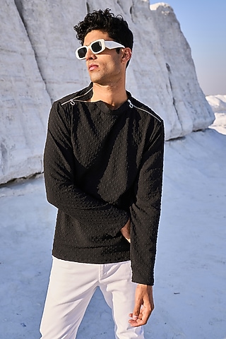 Black Crushed T-Shirt by Dash and Dot Men