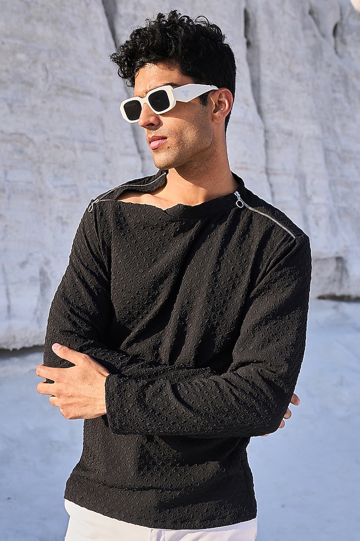 Black Crushed T-Shirt by Dash and Dot Men at Pernia's Pop Up Shop