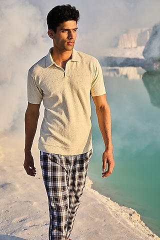 Black Jacquard Polo T-Shirt by Dash and Dot Men