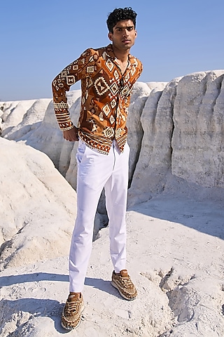 Multi-Colored Tencel Printed Shirt by Dash and Dot Men