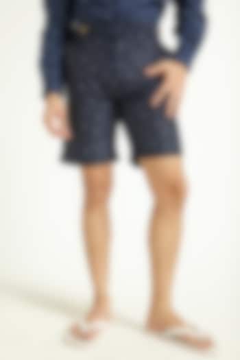 Midnight Blue Printed Swim Shorts by Dash and Dot Men