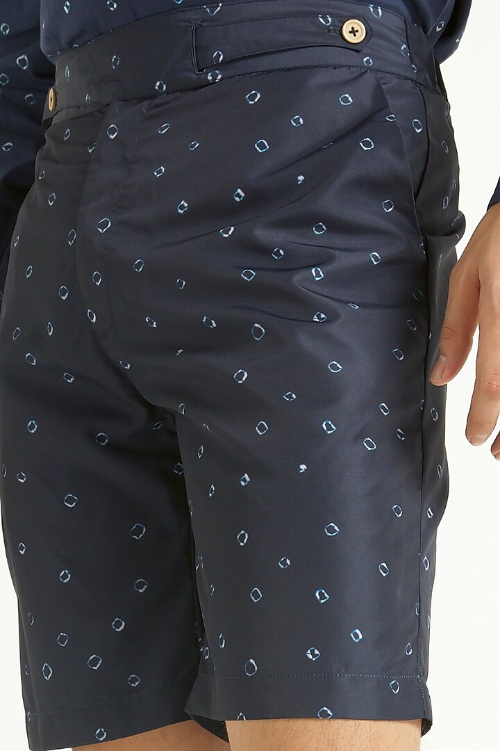 Midnight Blue Nylon Shibori Printed Shorts by Dash and Dot Men at Pernia's Pop Up Shop