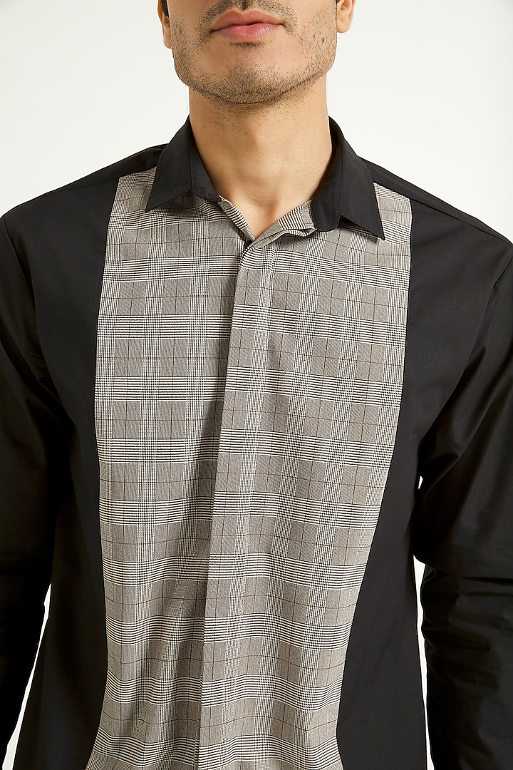 Black & Pastel Grey Color Blocked Summer Shirt by Dash and Dot Men at Pernia's Pop Up Shop