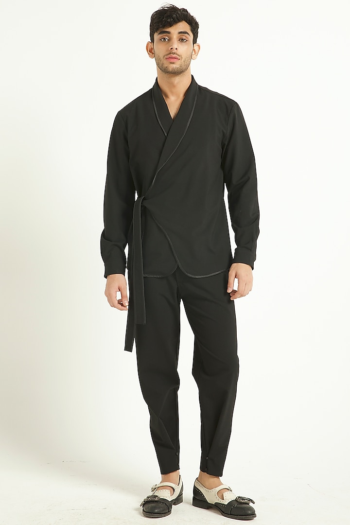 Black Suiting Shirt by Dash and Dot Men