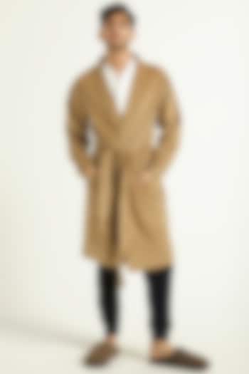 Khaki Corduroy Front-Open Robe by Dash and Dot Men