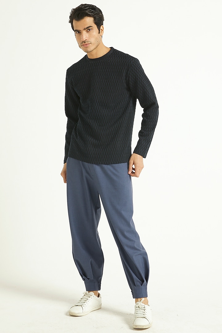 Suede Blue Polyester Harem Pants by Dash and Dot Men