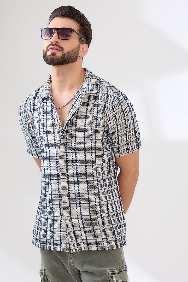 Black Cotton Checkered Summer Shirt by Dash and Dot Men at Pernia's Pop Up Shop