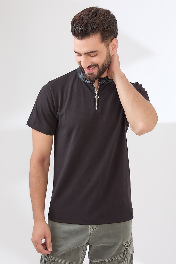 Black Pima Cotton & Recycled Polyester T-Shirt by Dash and Dot Men