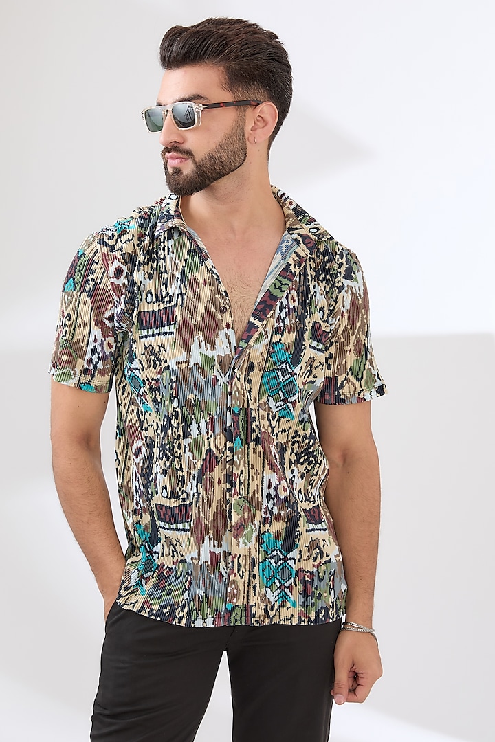 Multi-Colored Recycled Polyester Printed Summer Shirt by Dash and Dot Men at Pernia's Pop Up Shop