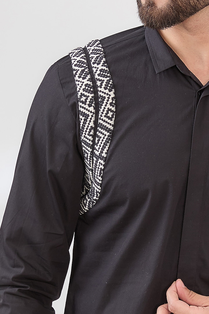 Black Cotton Poplin Summer Shirt by Dash and Dot Men at Pernia's Pop Up Shop