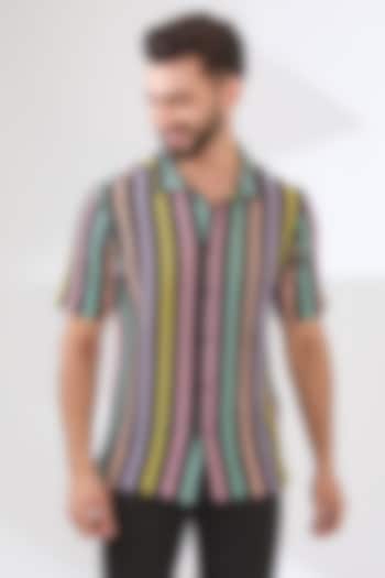 Multi-Colored Cotton Striped Shirt by Dash and Dot Men