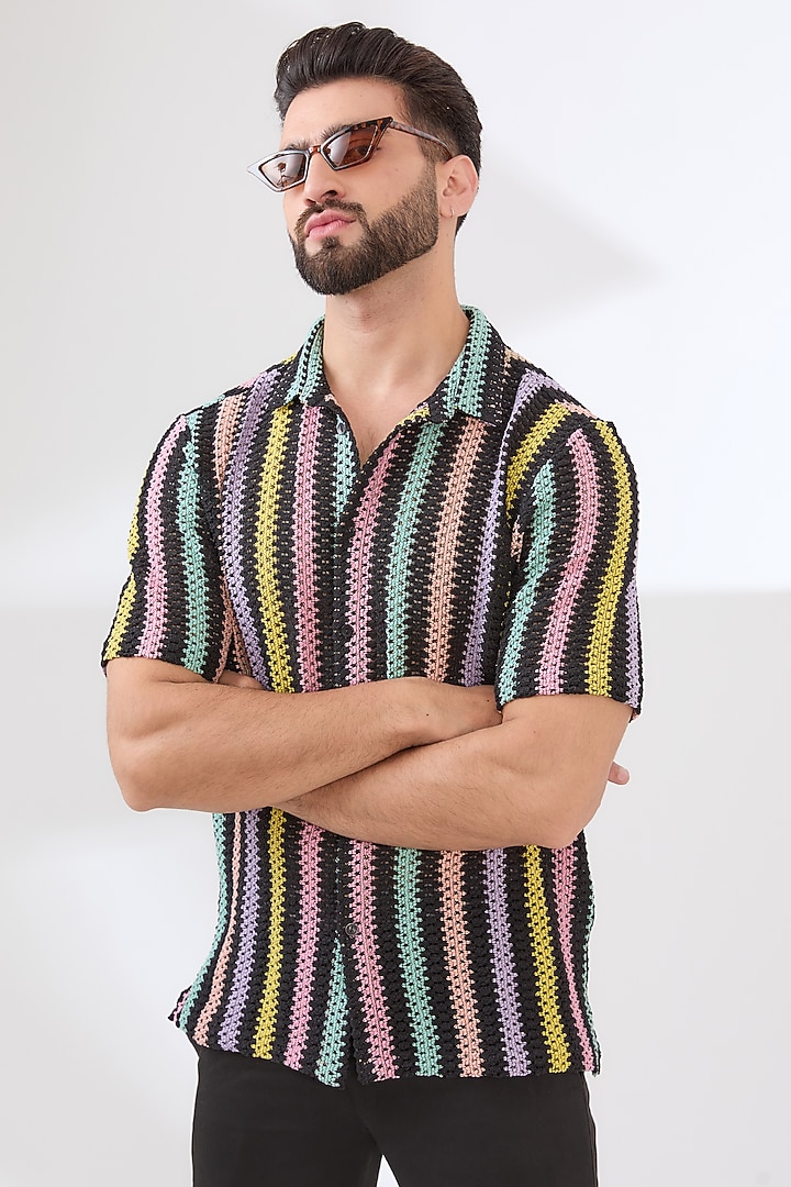 Multi-Colored Cotton Striped Summer Shirt by Dash and Dot Men at Pernia's Pop Up Shop