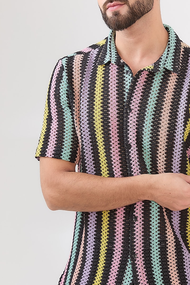 Multi-Colored Cotton Striped Summer Shirt by Dash and Dot Men at Pernia's Pop Up Shop