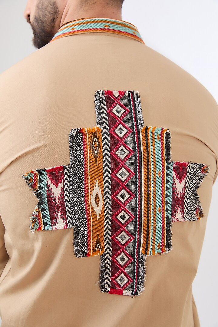 Khaki Cotton Poplin Summer Shirt by Dash and Dot Men at Pernia's Pop Up Shop