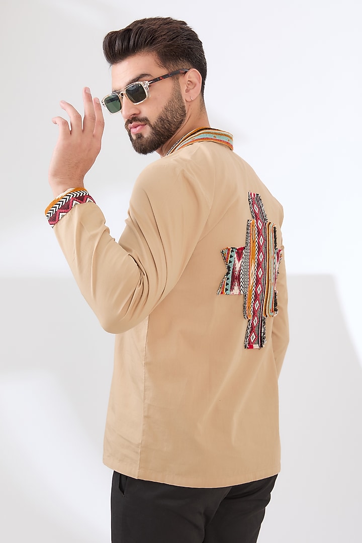Khaki Cotton Poplin Summer Shirt by Dash and Dot Men at Pernia's Pop Up Shop
