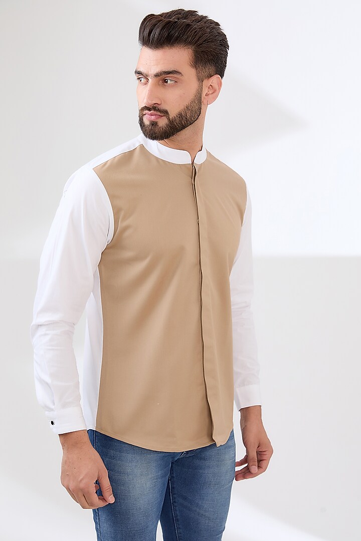 White Cotton Poplin Summer Shirt by Dash and Dot Men at Pernia's Pop Up Shop