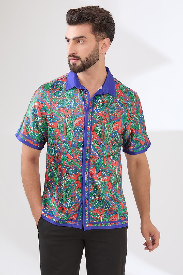 Multi-Colored Polyester Printed Shirt by Dash and Dot Men