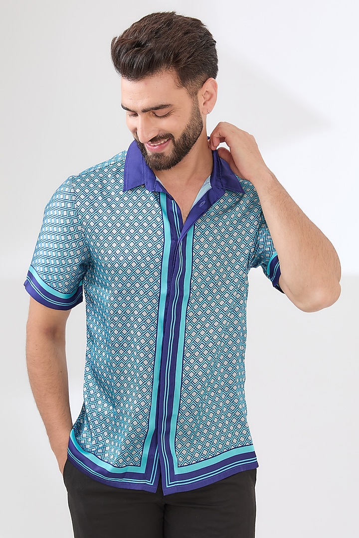 Multi-Colored Polyester Printed Shirt by Dash and Dot Men