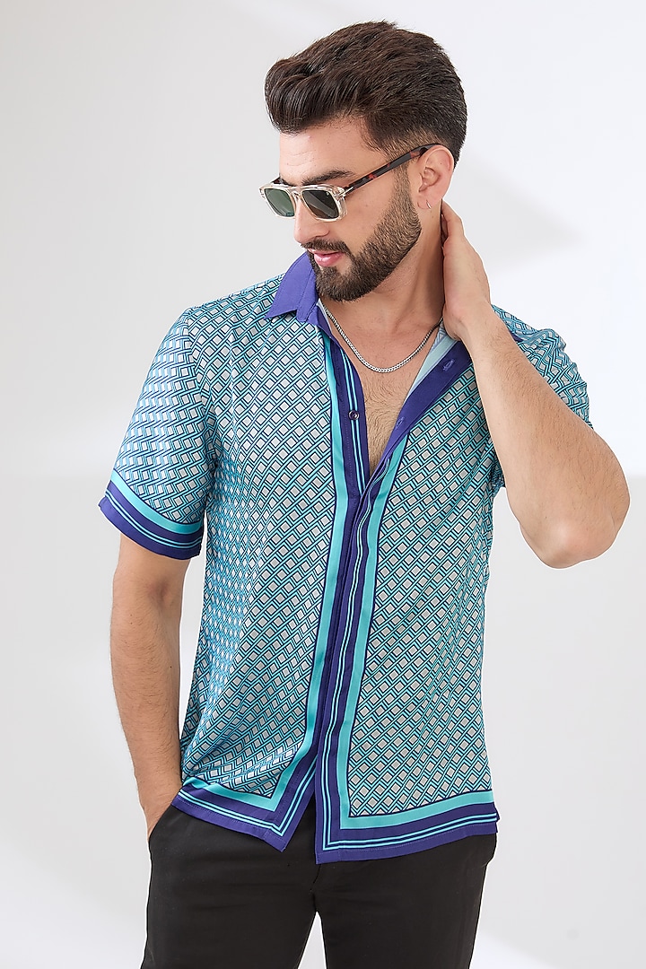 Multi-Colored Polyester Printed Party Wear Shirt by Dash and Dot Men at Pernia's Pop Up Shop