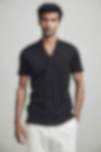 Black Recycled Polyester T-Shirt by Dash and Dot Men at Pernia's Pop Up Shop