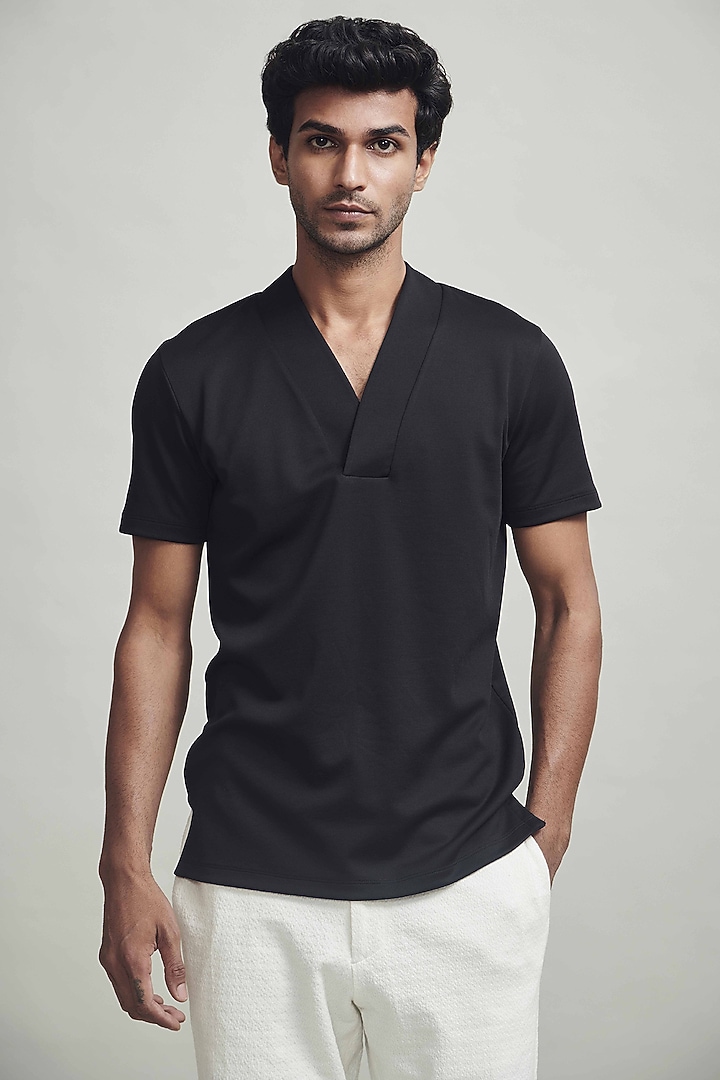 Black Recycled Polyester T-Shirt by Dash and Dot Men at Pernia's Pop Up Shop
