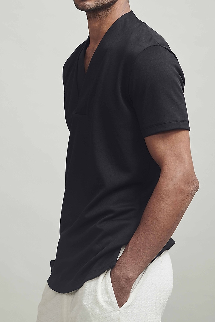 Black Recycled Polyester T-Shirt by Dash and Dot Men at Pernia's Pop Up Shop