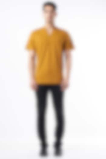 Mustard Recycled Polyester & Pima Cotton Blend T-Shirt by Dash and Dot Men
