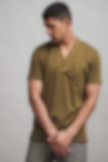 Military Green Polo T-Shirt by Dash and Dot Men