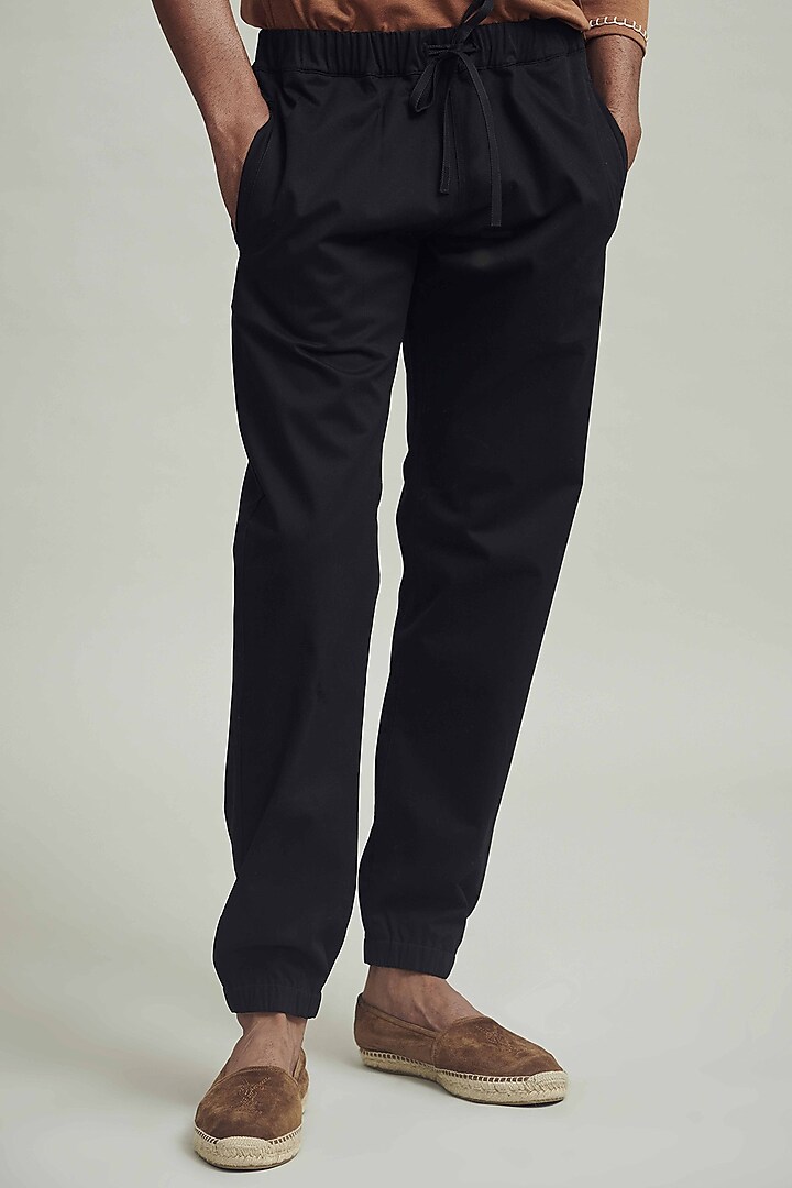 Black Woven Joggers by Dash and Dot Men