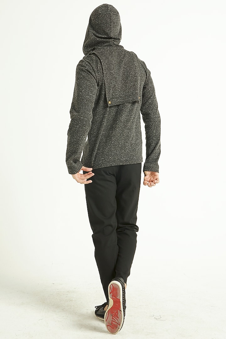 Grey Polyester Hoodie by Dash and Dot Men at Pernia's Pop Up Shop