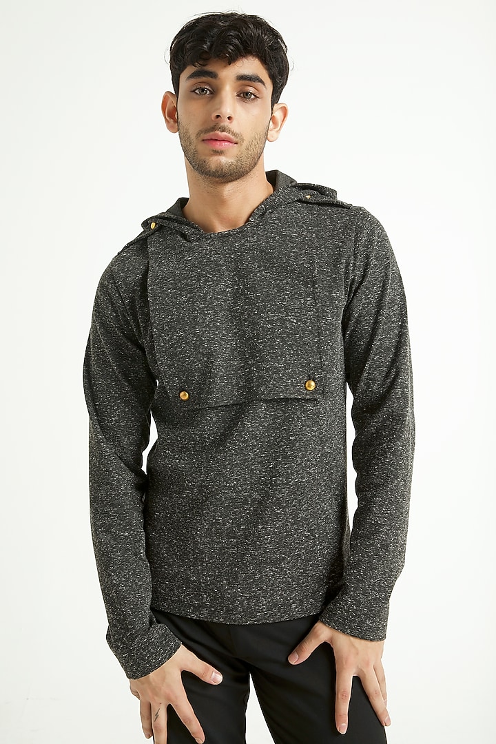 Grey Polyester Hoodie by Dash and Dot Men at Pernia's Pop Up Shop