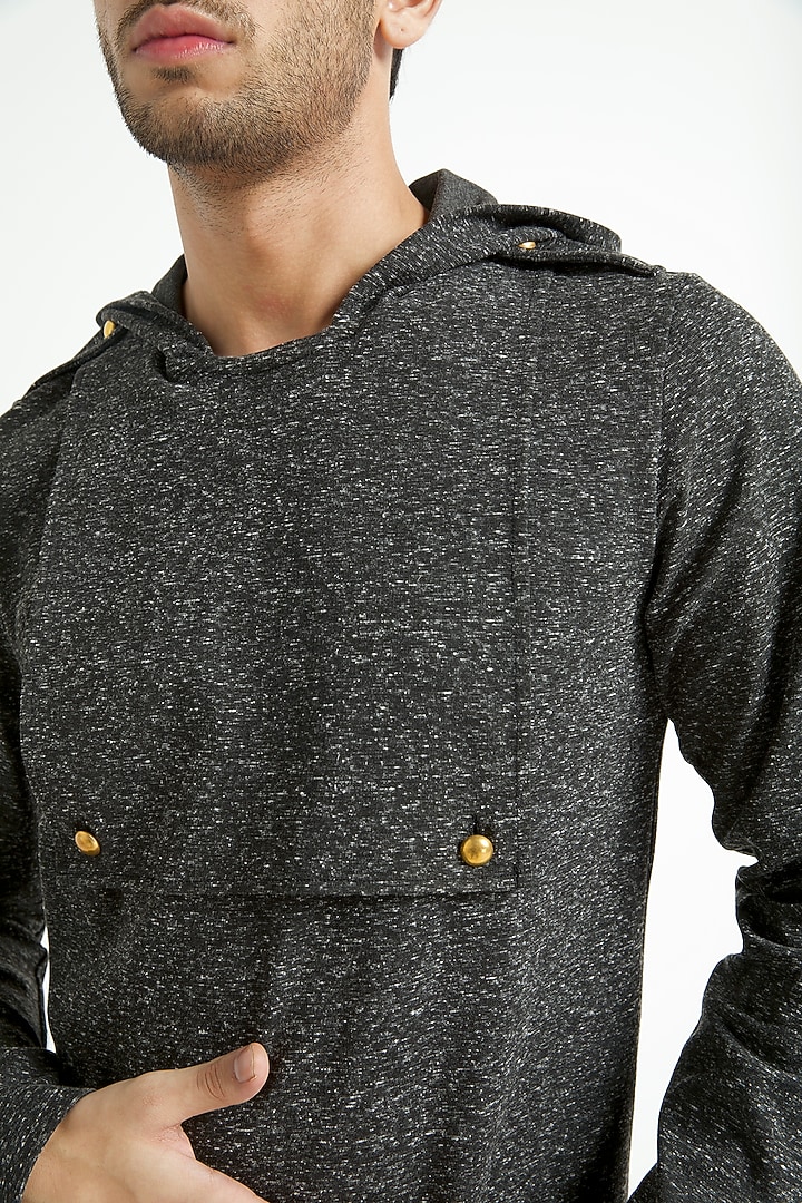 Grey Polyester Hoodie by Dash and Dot Men at Pernia's Pop Up Shop