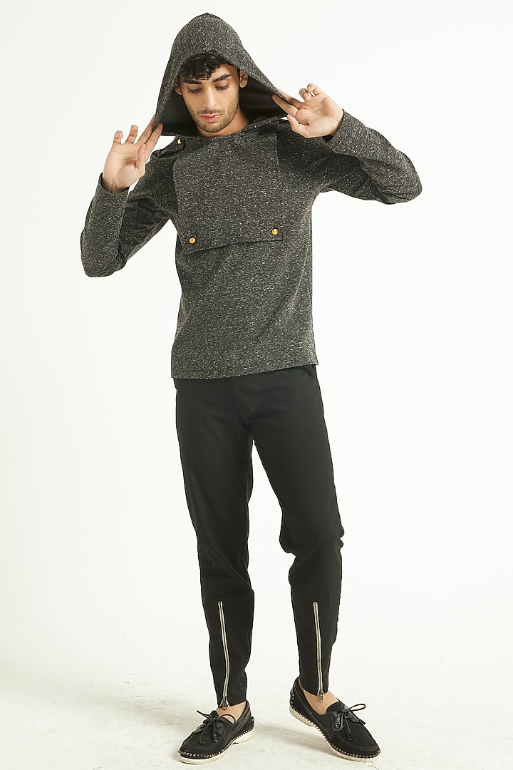 Grey Polyester Hoodie by Dash and Dot Men at Pernia's Pop Up Shop