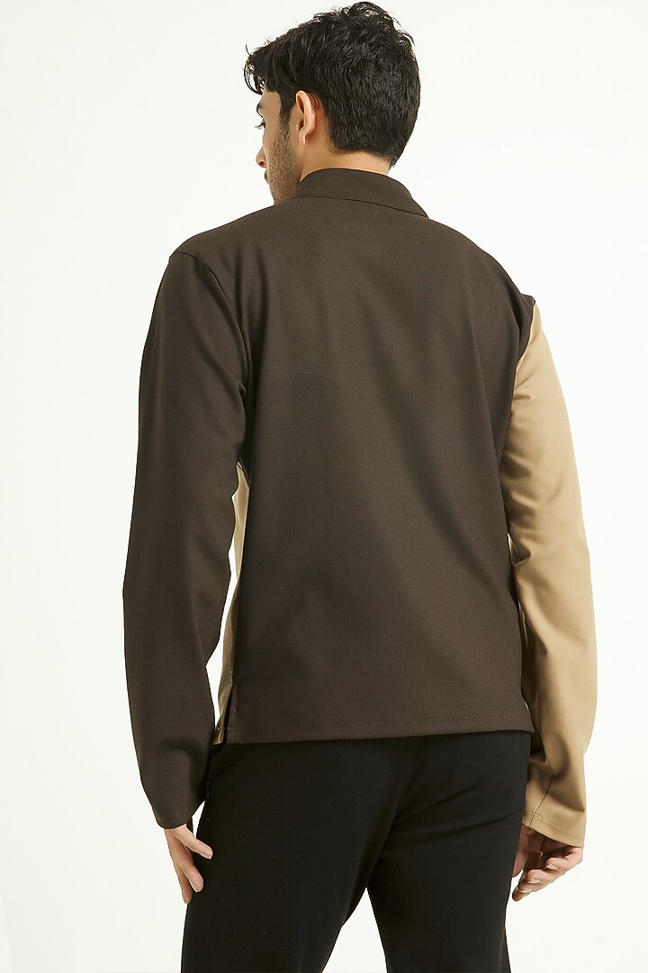 Brown Color Blocked Sweatshirt by Dash and Dot Men at Pernia's Pop Up Shop