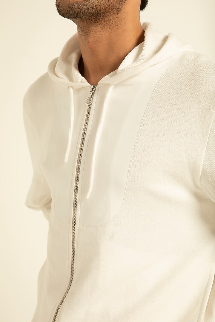 White Modal Cotton Hoodie by Dash and Dot Men at Pernia's Pop Up Shop