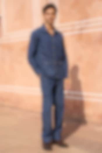 Blue Soft Cotton Washed Denim Co-Ord Set by Dash and Dot Men at Pernia's Pop Up Shop