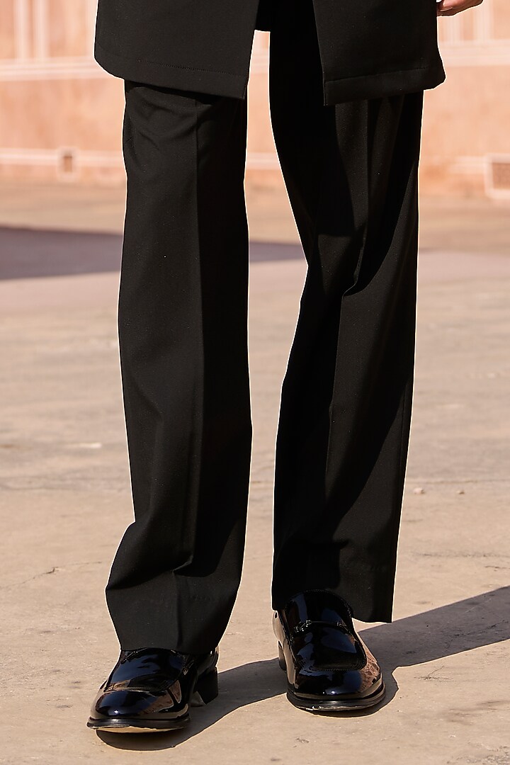 Black Polyester & Suiting Trousers by Dash and Dot Men at Pernia's Pop Up Shop