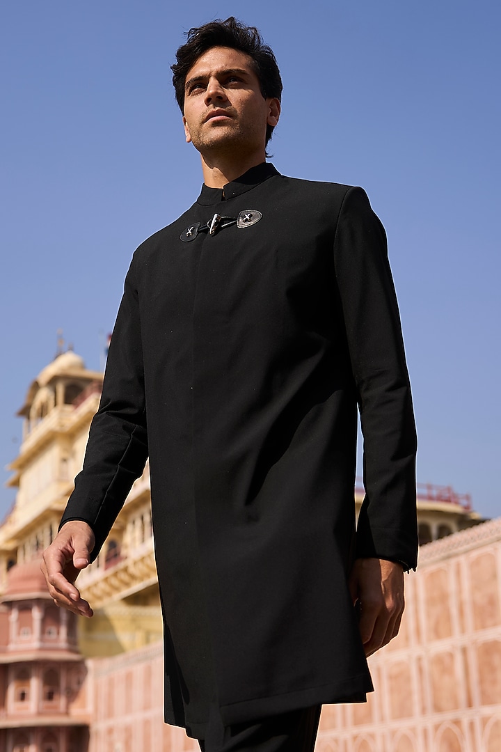 Black Polyester & Suiting Trouser Set by Dash and Dot Men at Pernia's Pop Up Shop