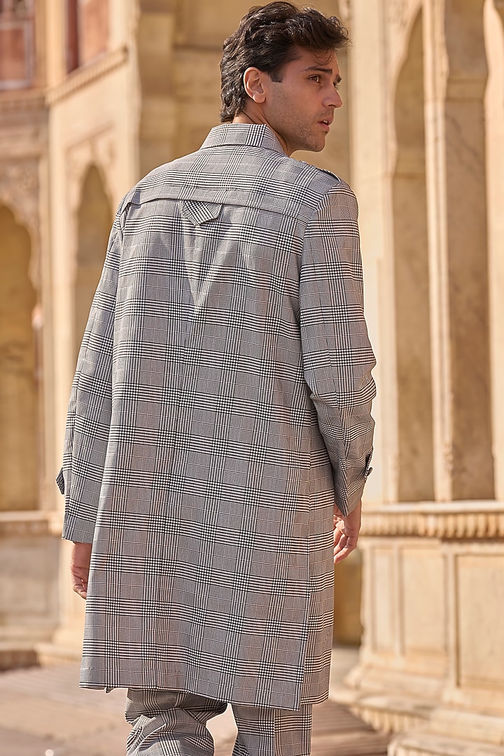 Grey Polyester & Suiting Checkered Trouser Set by Dash and Dot Men at Pernia's Pop Up Shop