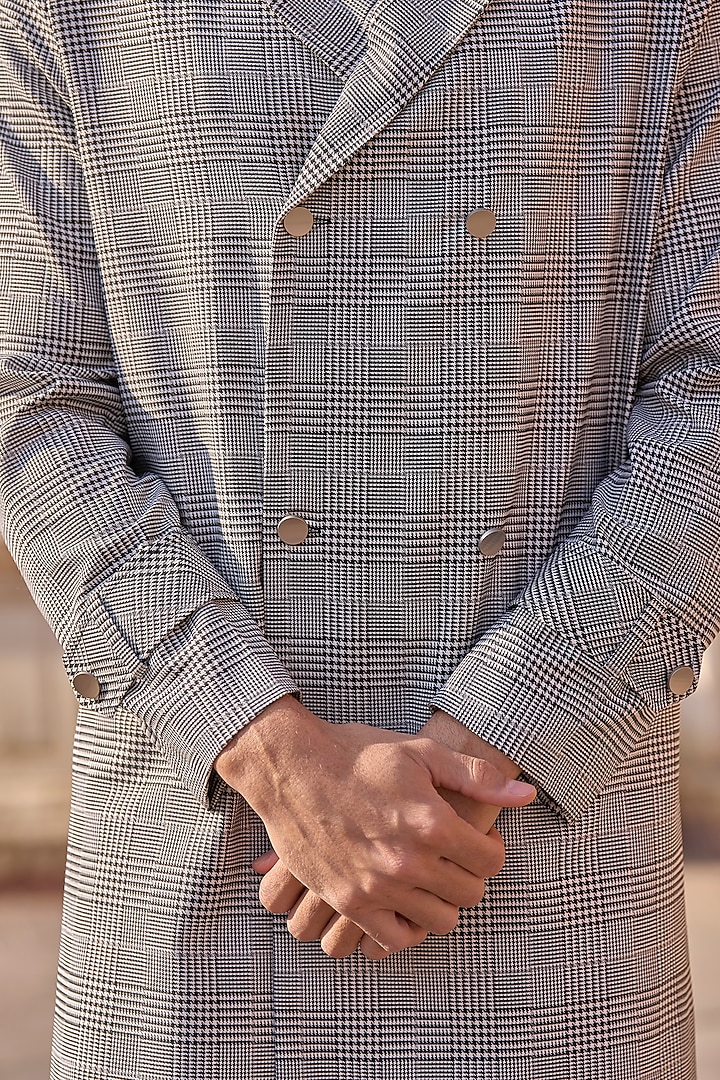 Grey Polyester & Suiting Checkered Trouser Set by Dash and Dot Men at Pernia's Pop Up Shop